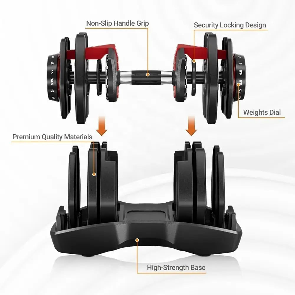 Adjustable Dumbbells Set – Customizable Weight Training for Home & Gym SooQza