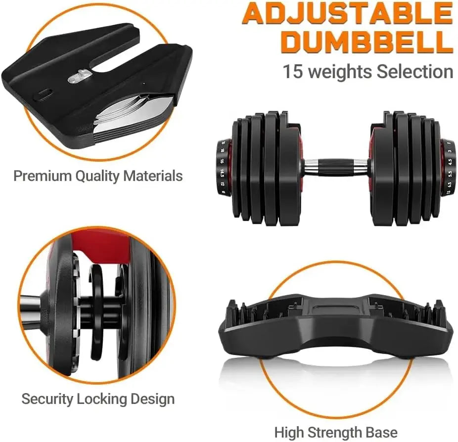 Adjustable Dumbbells Set – Customizable Weight Training for Home & Gym SooQza