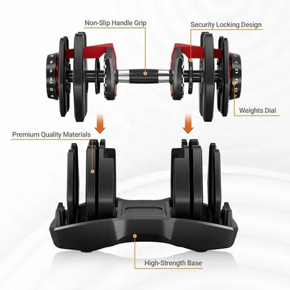 Adjustable Dumbbells Set – Customizable Weight Training for Home & Gym SooQza
