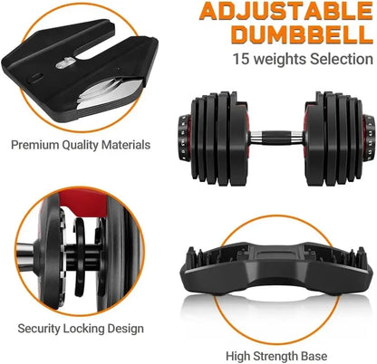 Adjustable Dumbbells Set – Customizable Weight Training for Home & Gym SooQza
